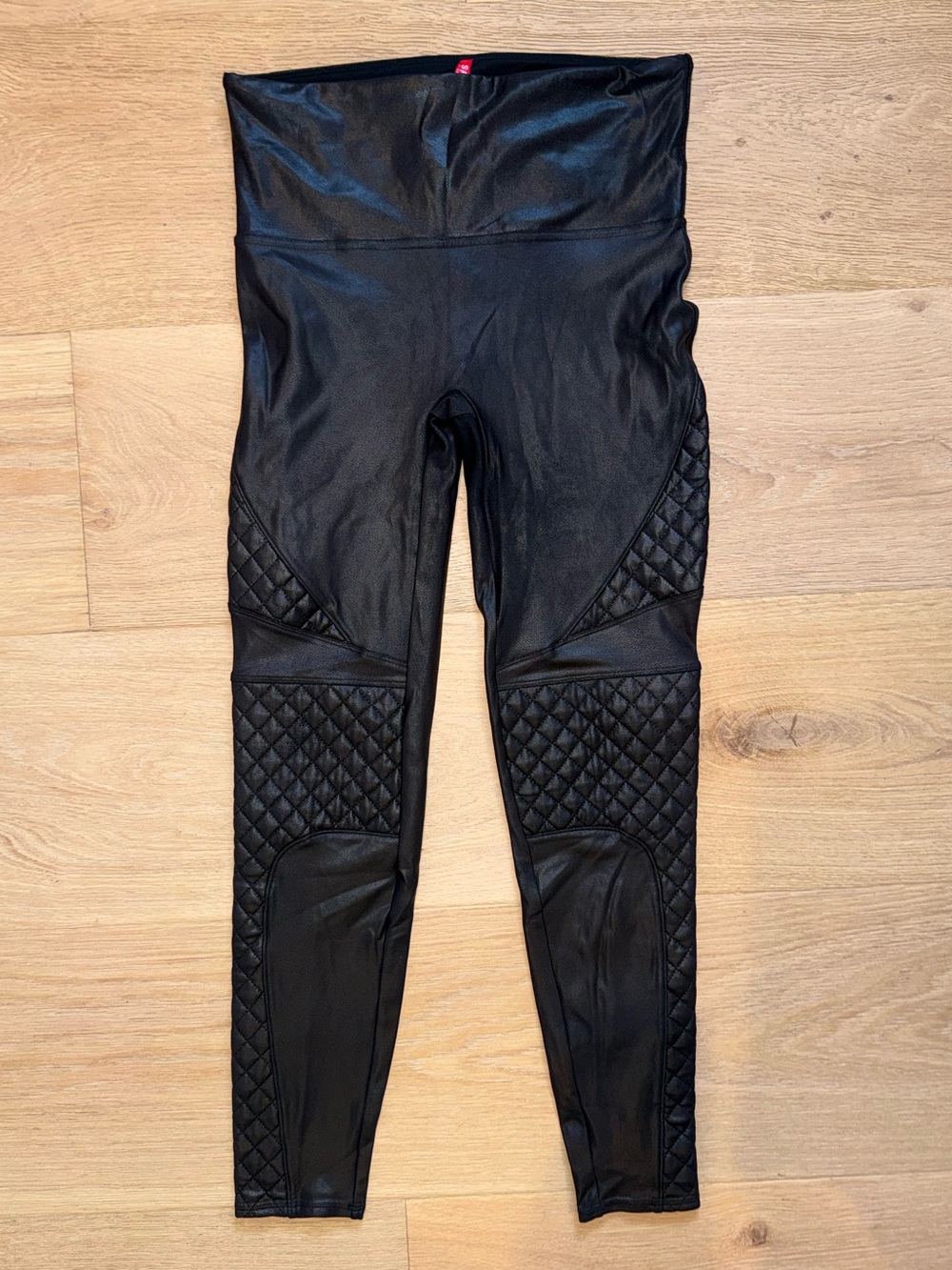 Spanx Faux Leather Black Moto Leggings Size Large - Picture 2 of 7